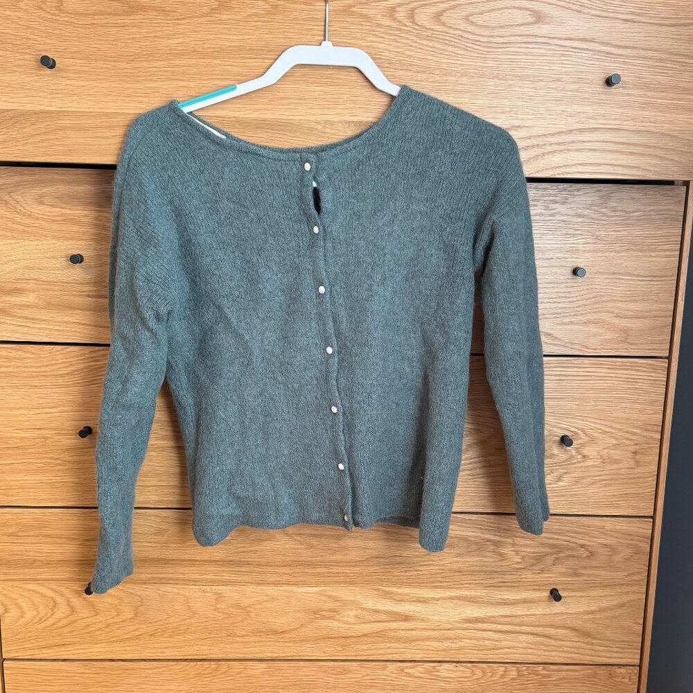 Sezane Gray Button-Back Cashmere Blend Cardigan